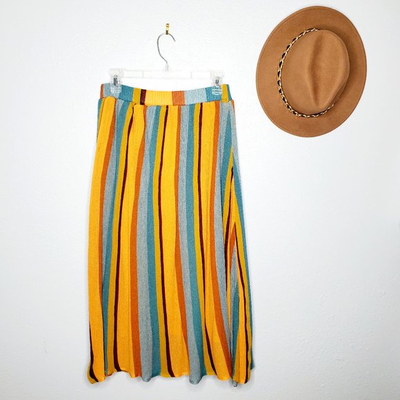 NWT Zara Striped Midi Skirt With Buttons - Picture 4 of 4